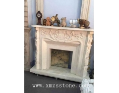 Sculpture, Cream Marfil Marble Fireplace
